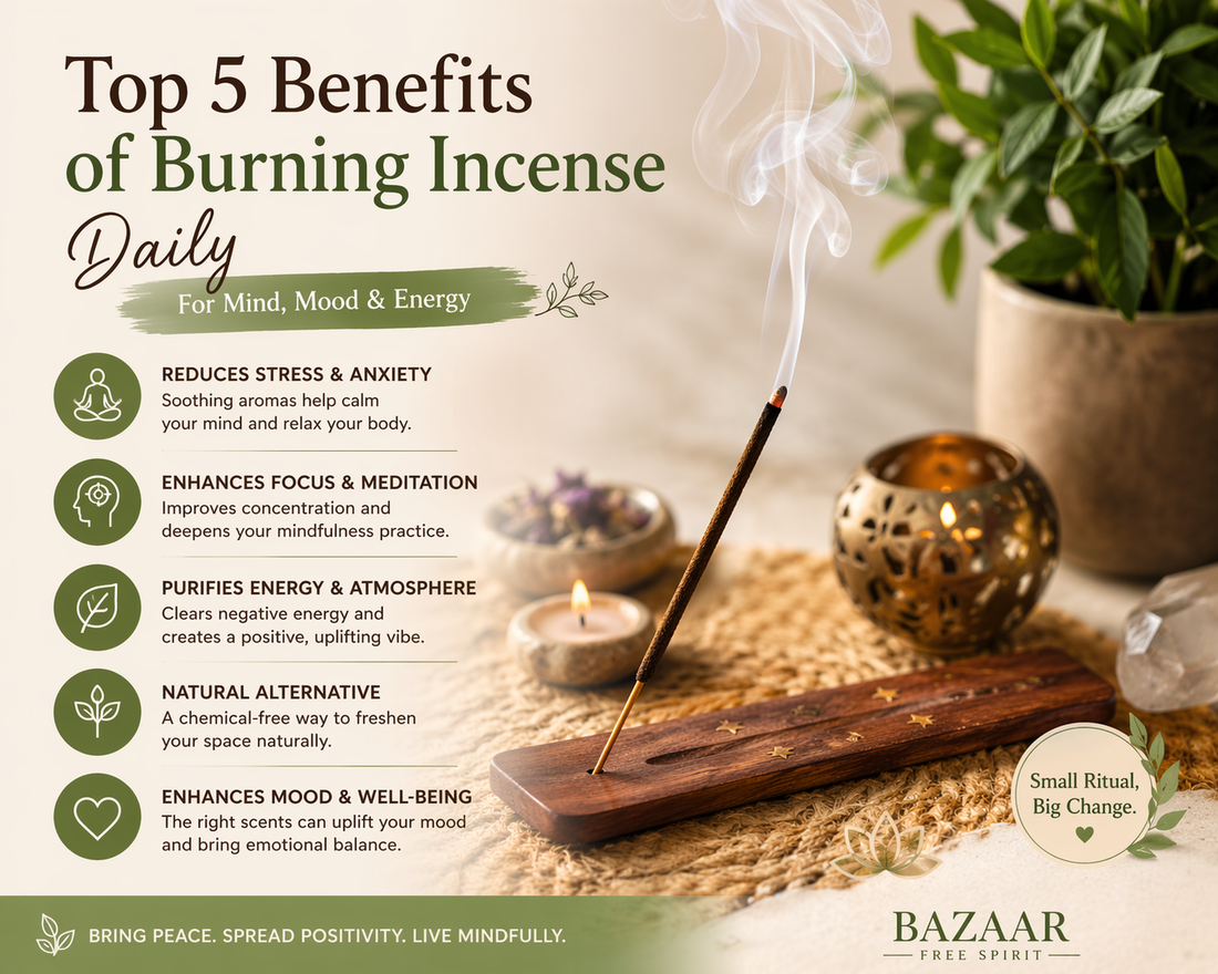 🌿 Top 5 Benefits of Burning Incense Daily (For Mind, Mood & Energy)