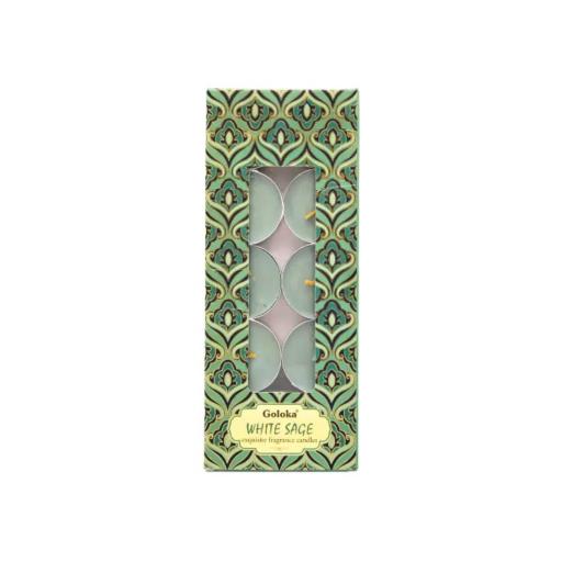 Goloka White Sage 10pk, 11g Tea Light Candle