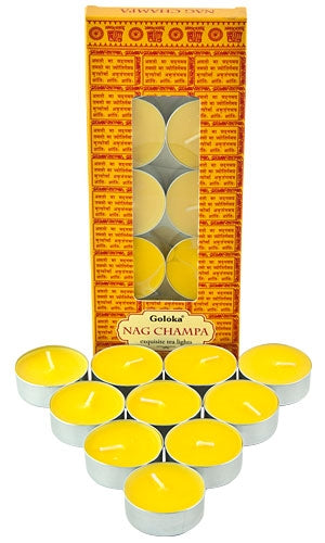 Goloka Nag Champa Tea Light Candles (10 Per Pack)