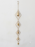 4-Tier Geometric Diamond Brass Hoop Wind Chime – Modern Rustic Bell Hanging