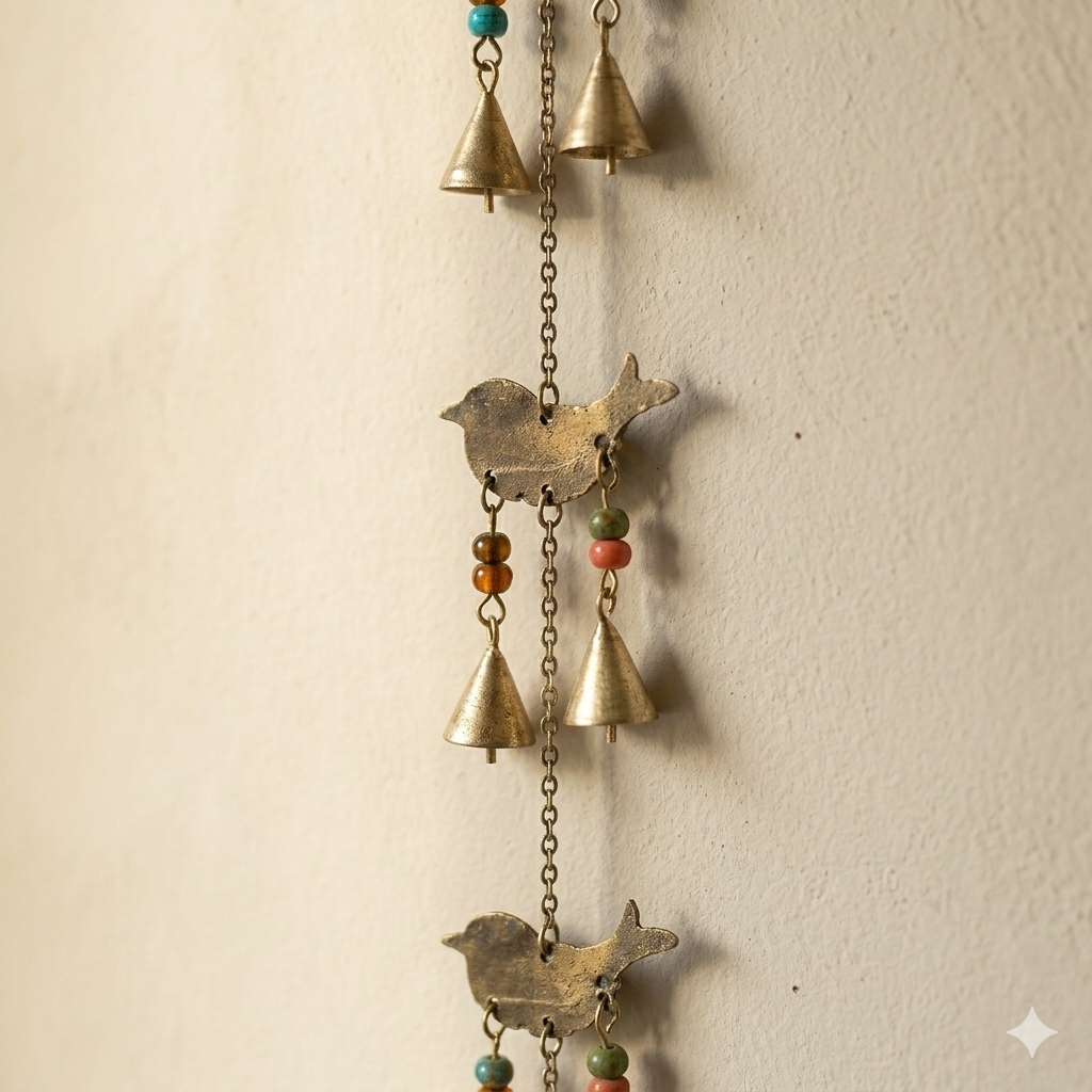 Whimsical Bird & Bell Wall Hanging