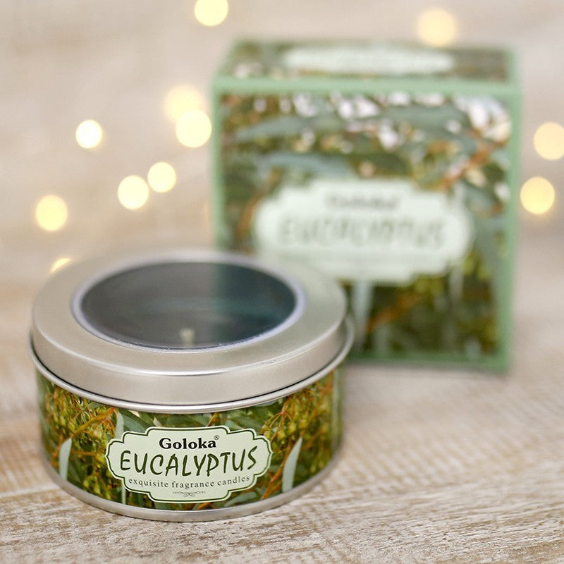 Eucalyptus Travel Tin Candle 2.4 oz – Fresh Aromatherapy Candle for Relaxation & Clarity