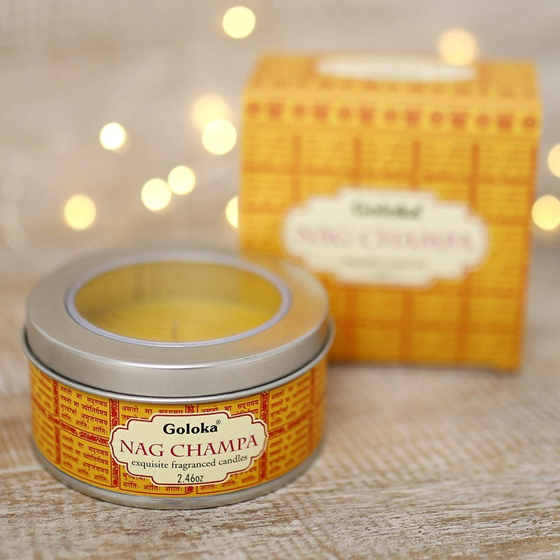 Nag Champa Travel Tin Candle 2.4 oz – Classic Aromatherapy Candle for Meditation & Relaxation