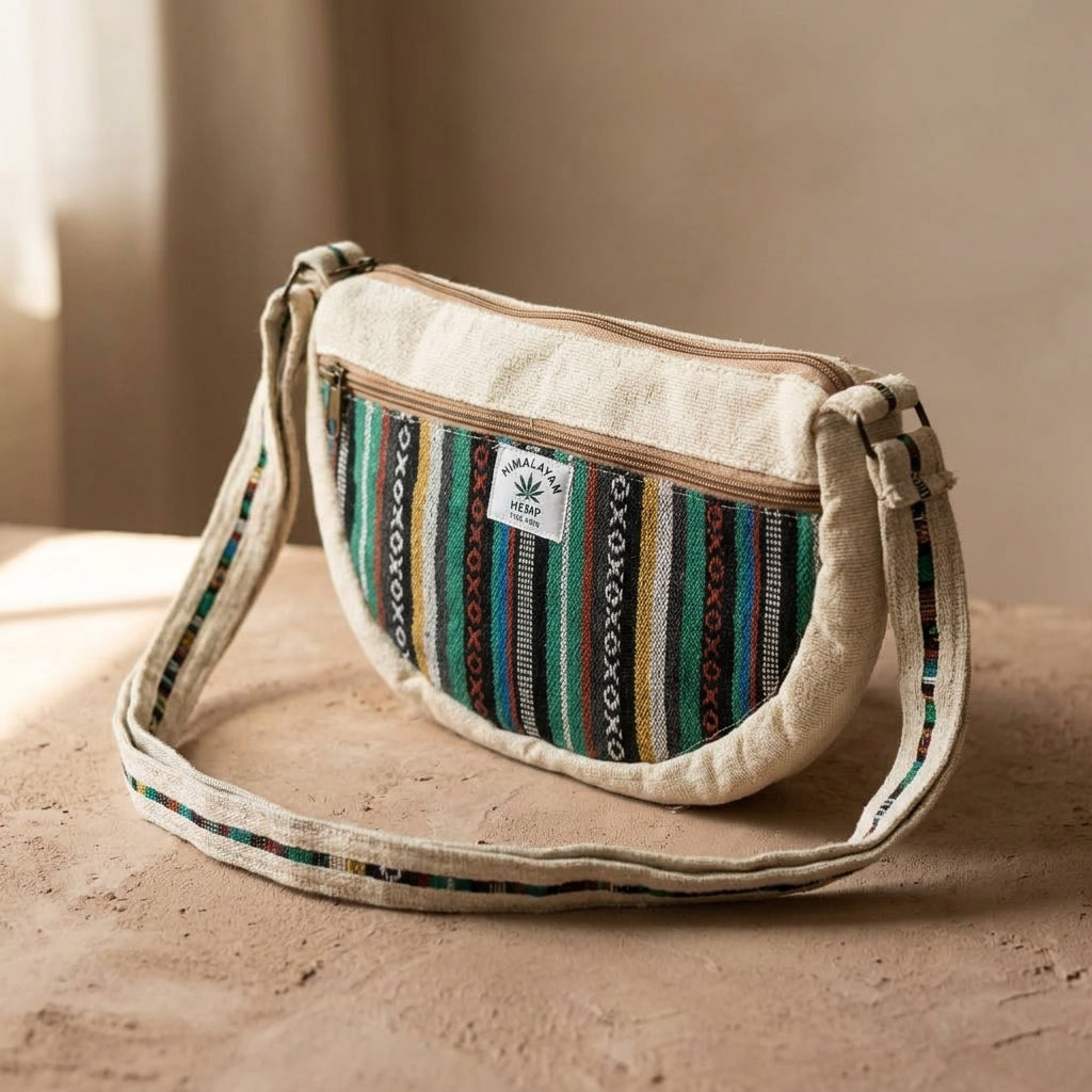 Hemp Crossbody Sling Bag – Everyday Boho Artisan Carry Bag
