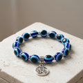 Handmade Blue Evil Eye & Triskele Charm Beaded Bracelet | Protection & Good Fortune Jewelry