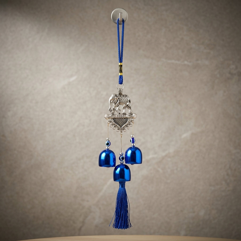 Elephant Hanging Charm with Blue Bells