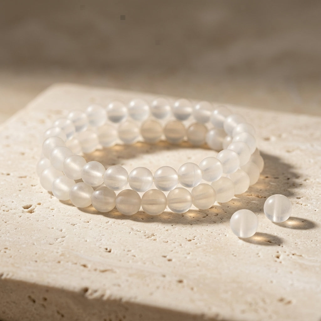 Natural Clear Quartz Beaded Stretch Bracelet | Genuine Translucent Master Healer Gemstone Beads | Unisex Crystal Jewelry for Clarity, Manifestation, & Crown Chakra