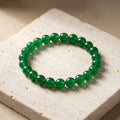 Natural Green Jade Beaded Stretch Bracelet | Genuine Green Aventurine Jade Gemstone Beads | Unisex Crystal Healing Jewelry for Prosperity, Luck, & Heart Chakra