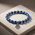 Handmade Blue Evil Eye & Hamsa Hand Charm Beaded Bracelet | Protection & Good Fortune Jewelry