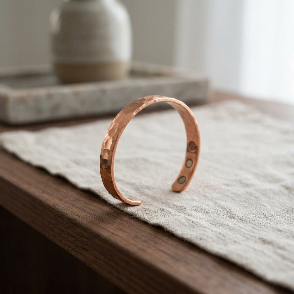 Artisan 100% Solid Copper Magnetic Hammered Cuff Bracelet | Healing Energy &amp; Relief Jewelry