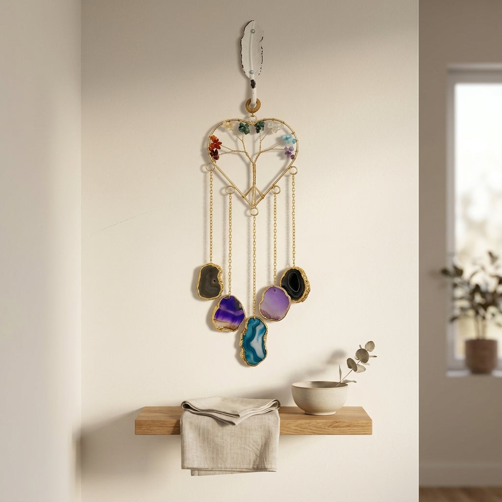 Celestial Heart Tree of Life Agate Wall Hanging
