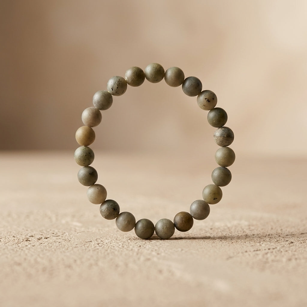 Natural Labradorite Beaded Stretch Bracelet | Genuine Flashy Grey Gemstone Beads | Unisex Crystal Healing Jewelry for Intuition, Transformation, & Third Eye