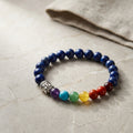 Lapis Lazuli and Chakra Buddha Head Beaded Stretch Bracelet | Spiritual Healing Jewelry