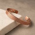 Handcrafted Slanted Line Textured Copper Magnetic Cuff Bracelet