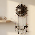 Boho Celestial Metal Wall Hanging Wind Chime with Bells | Indoor Outdoor Garden Decor