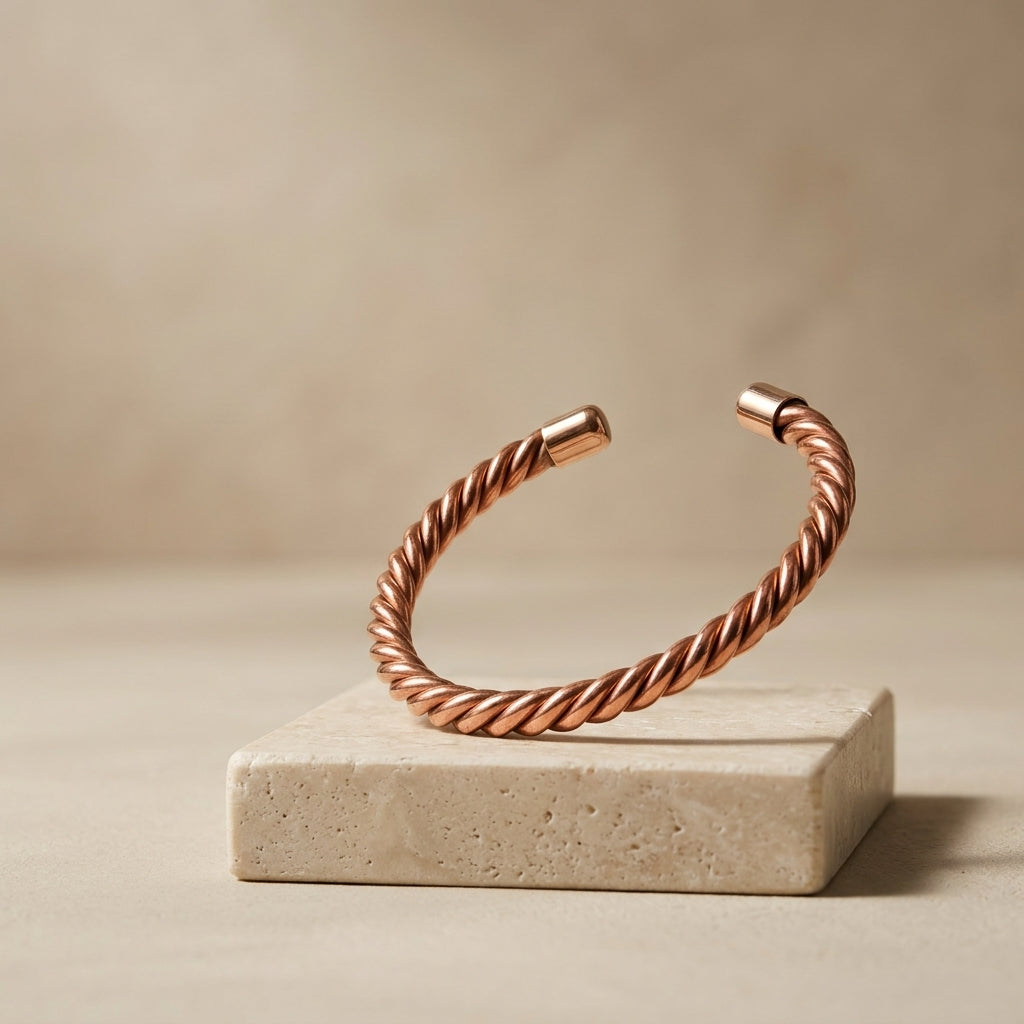 Handcrafted Twisted Copper Rope Cuff Bracelet