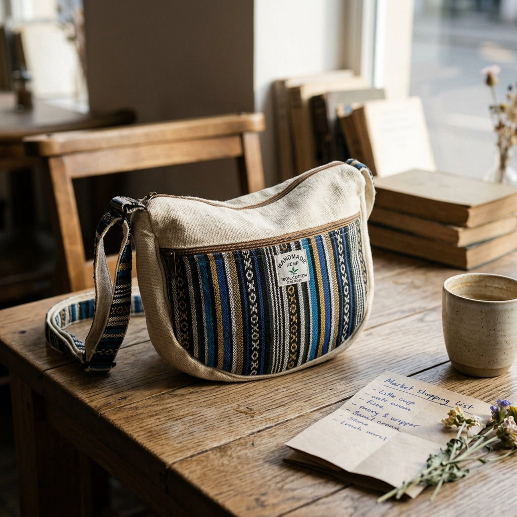 Handmade Hemp Crossbody Sling Bag – Everyday Artisan Shoulder Bag
