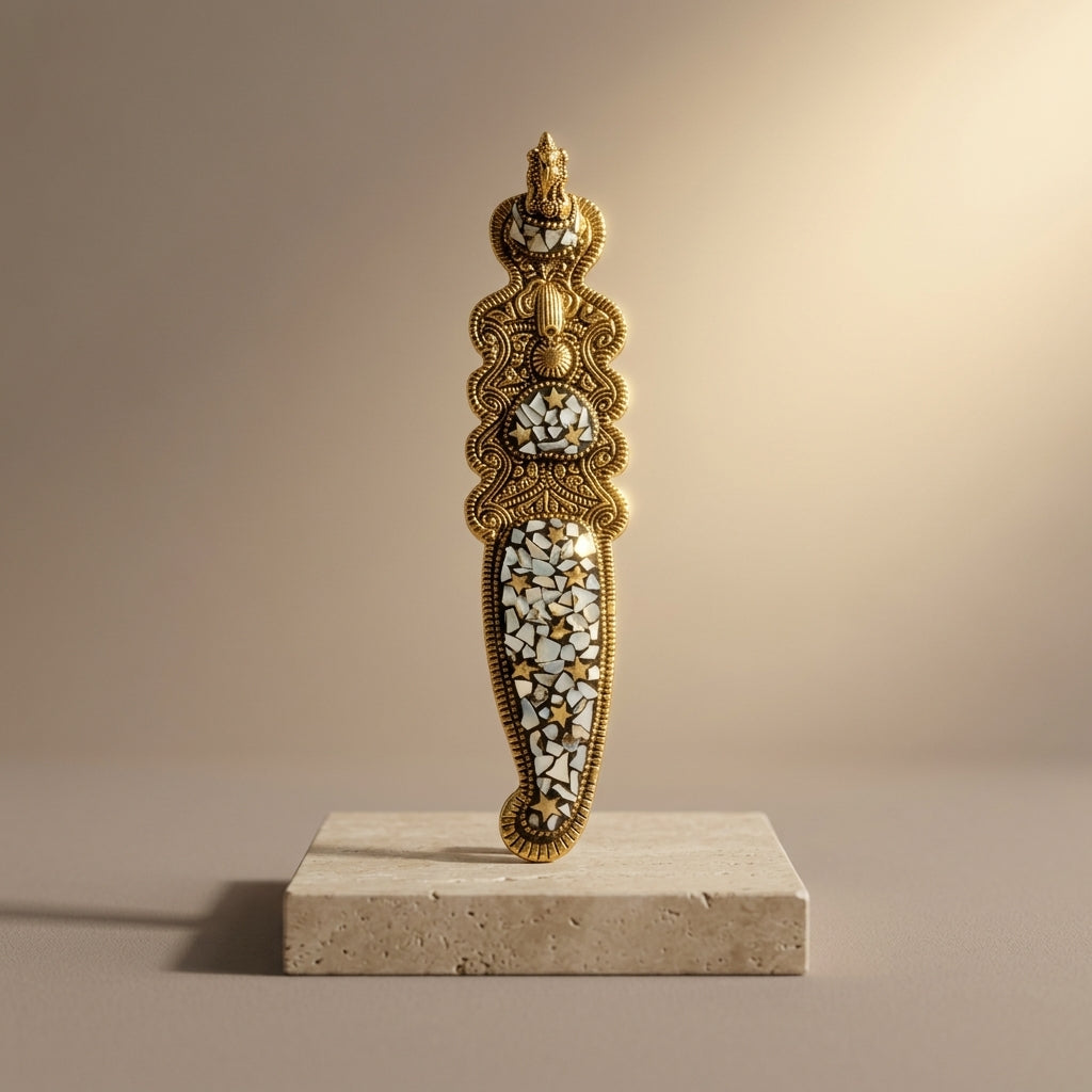 Celestial Pearl Incense Holder – Handcrafted Brass Ganesh Burner with Mother of Pearl Inlay