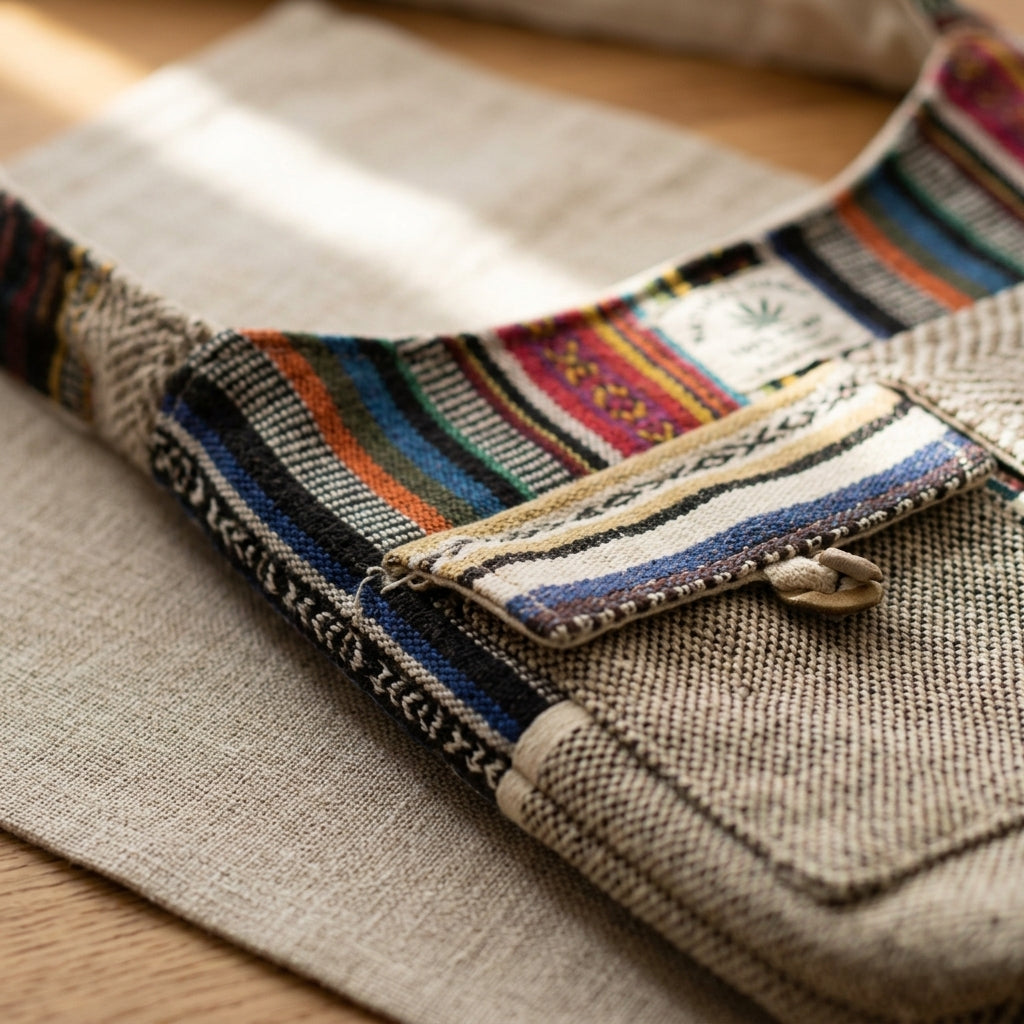 Handmade Hemp Crossbody Bag | Boho Hippie Ethnic Shoulder Bag