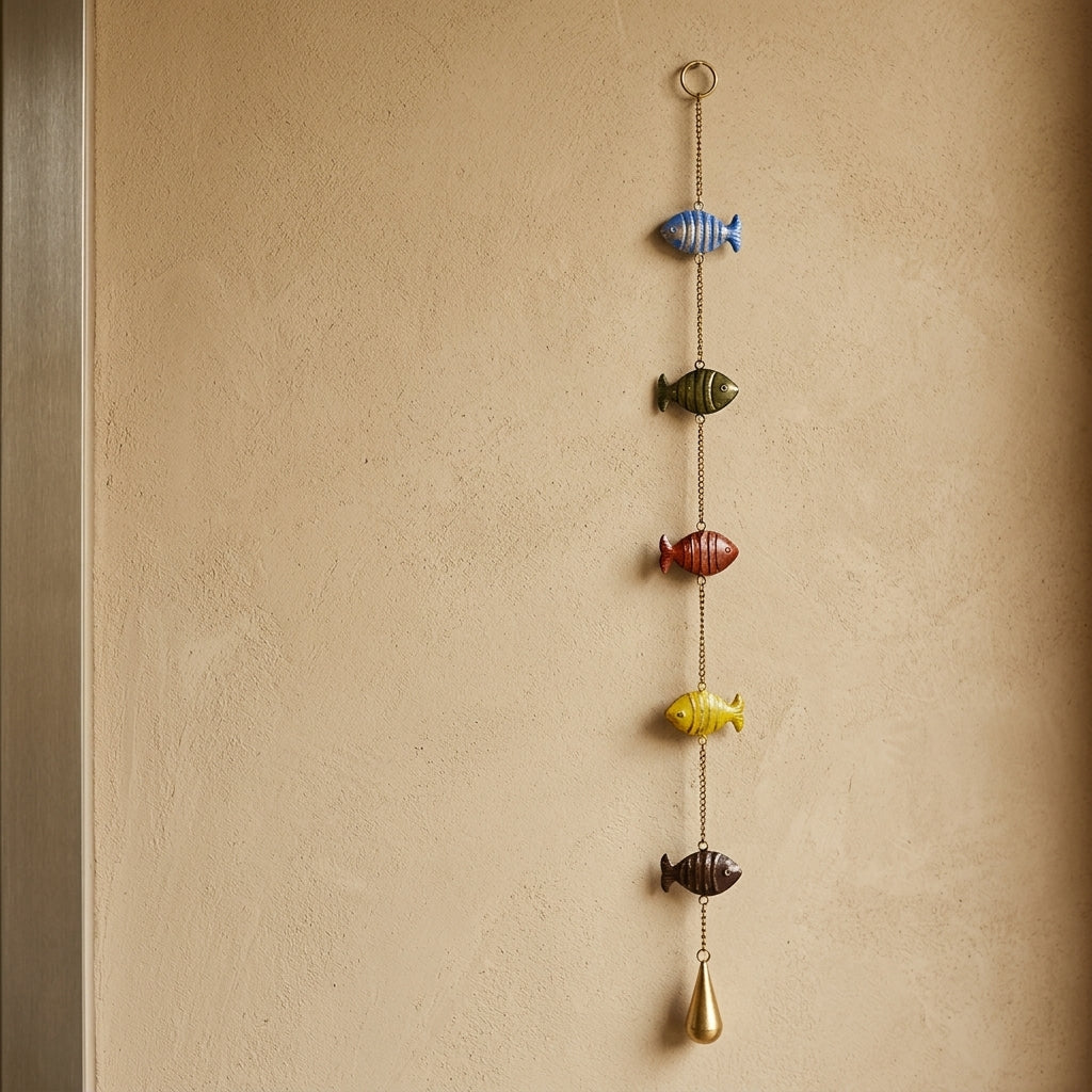 Sacred Fish Multi-Color Hanging Brass Bell