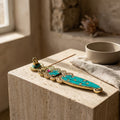 Mosaic Ganesha Incense Boat Holder – Turquoise & Gold Paisley Spiritual Decor