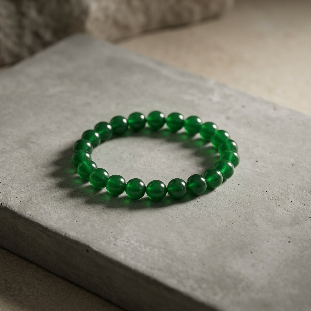 Natural Green Jade Beaded Stretch Bracelet | Genuine Green Aventurine Jade Gemstone Beads | Unisex Crystal Healing Jewelry for Prosperity, Luck, & Heart Chakra