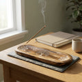 Handcarved Tree of Life & Lotus Wooden Incense Burner Tray | Ash Catcher Holder