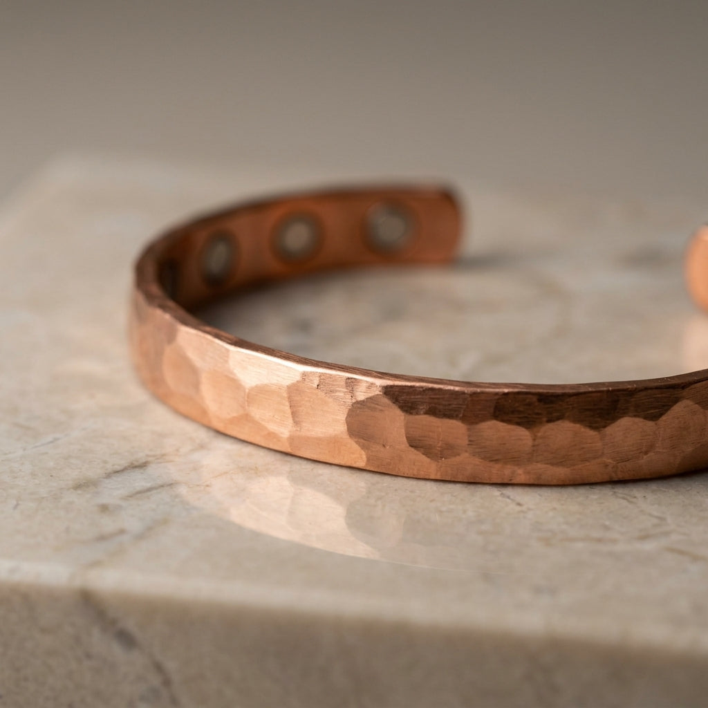 Artisan 100% Solid Copper Magnetic Hammered Cuff Bracelet | Healing Energy &amp; Relief Jewelry