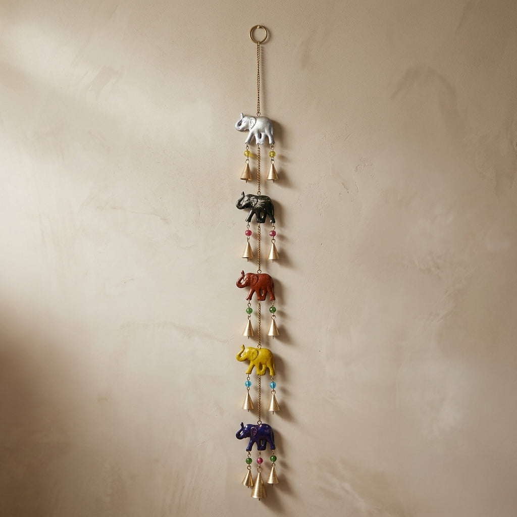 Sacred Elephant Multi-Tier Hanging Brass Bells