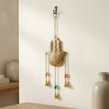 Gold Hamsa Hand Wall Hanging with Bells & Beads | Protective Boho Decor