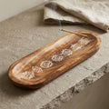 Handcarved 7 Chakra Symbols Wooden Incense Burner Tray | Dual Stick & Smudge Ash Catcher