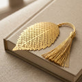 Handcrafted Gold Metal Leaf Bookmark with Tassel