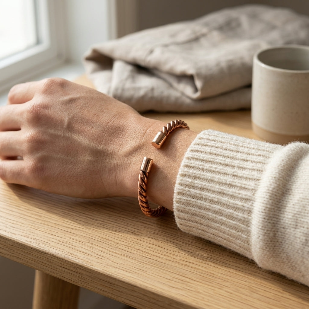 Handcrafted Twisted Copper Rope Cuff Bracelet