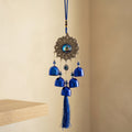 7 Chakra Meditation & Paisley Filigree Evil Eye Wall Hanging Wind Chime | Blue Metallic Bells