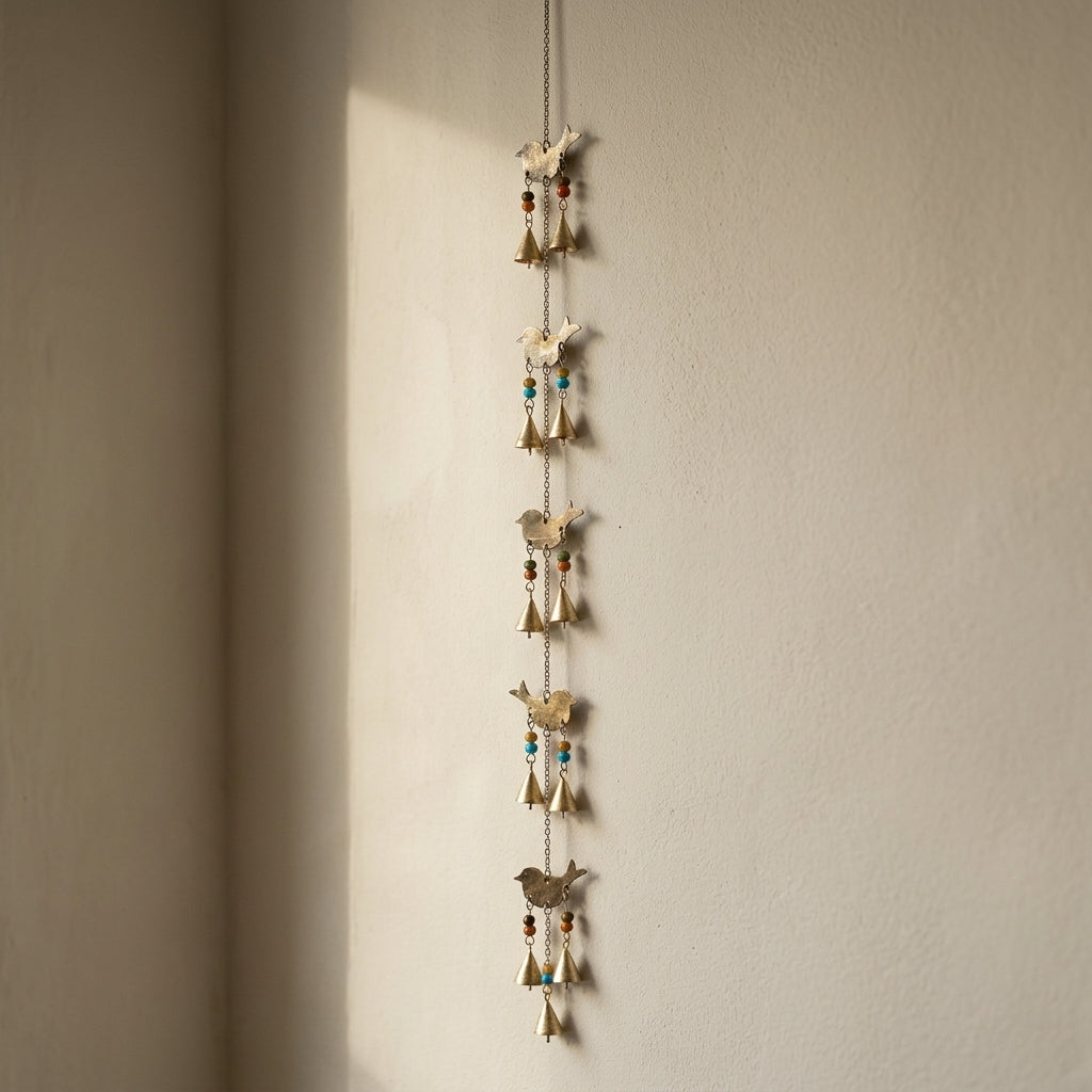 Whimsical Bird & Bell Wall Hanging