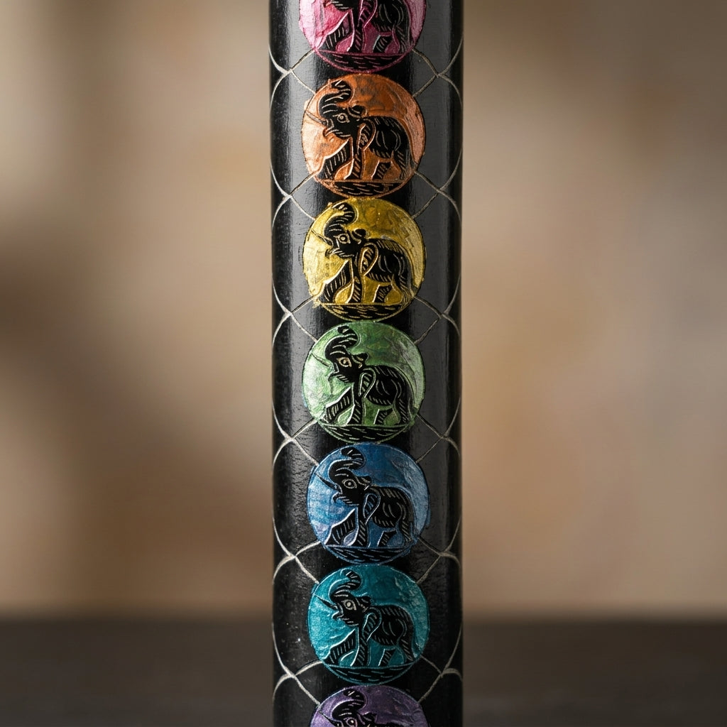 Handcrafted 7 Chakra Elephant Motif Soapstone Incense Holder