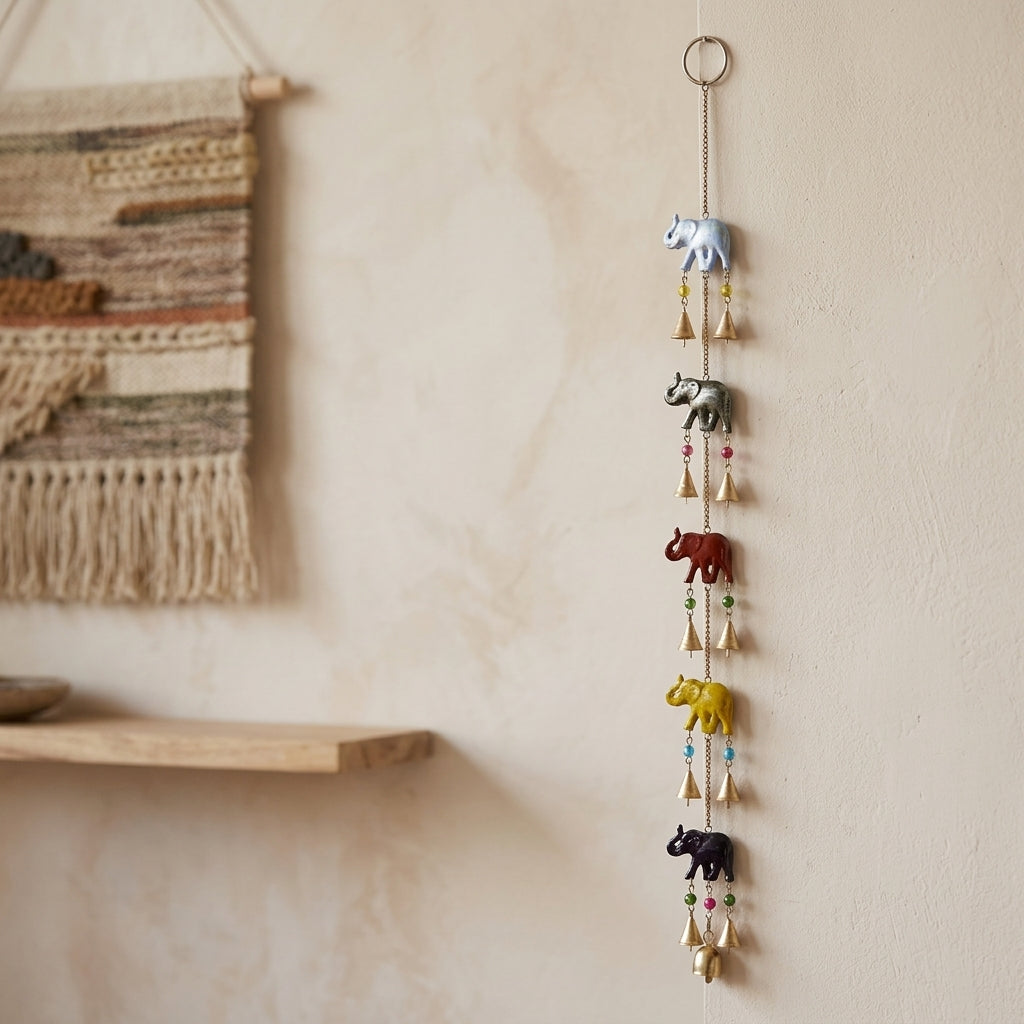 Sacred Elephant Multi-Tier Hanging Brass Bells