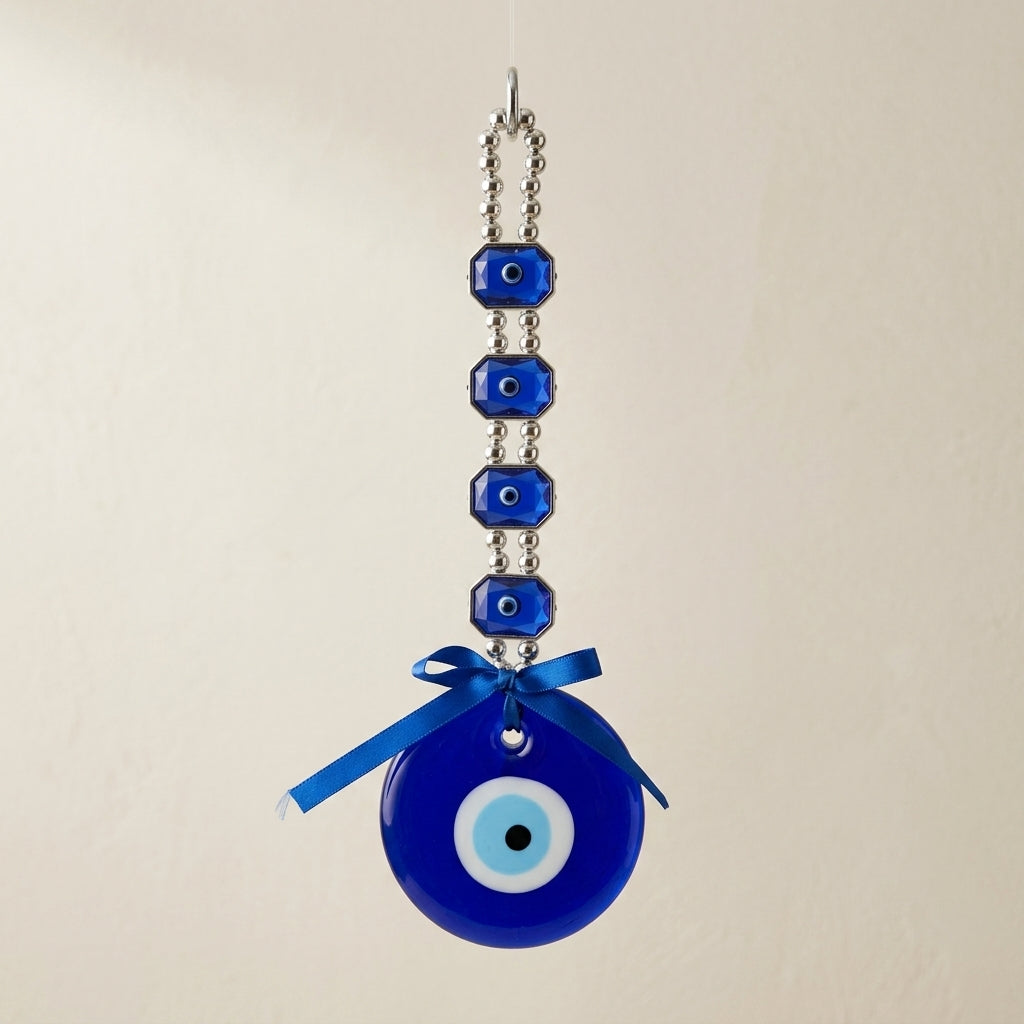 Silver Bead Evil Eye Hanging Charm