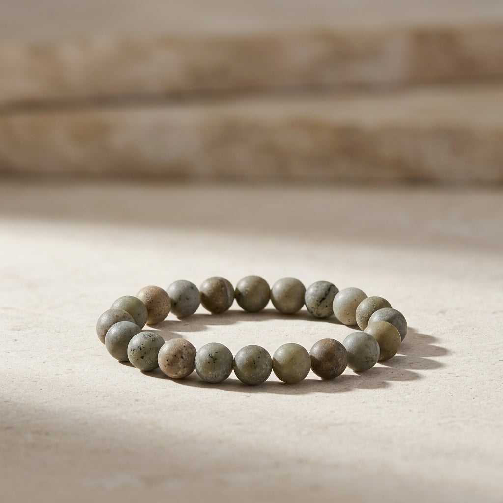 Natural Labradorite Beaded Stretch Bracelet | Genuine Flashy Grey Gemstone Beads | Unisex Crystal Healing Jewelry for Intuition, Transformation, & Third Eye