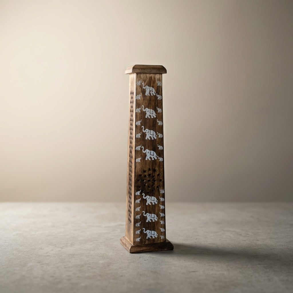 Hand-Carved Elephant Incense Tower