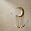 Golden Crescent Moon Chime Wall Hanging