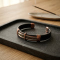 Artisan Mixed Metal Copper & Leather Magnetic Cuff