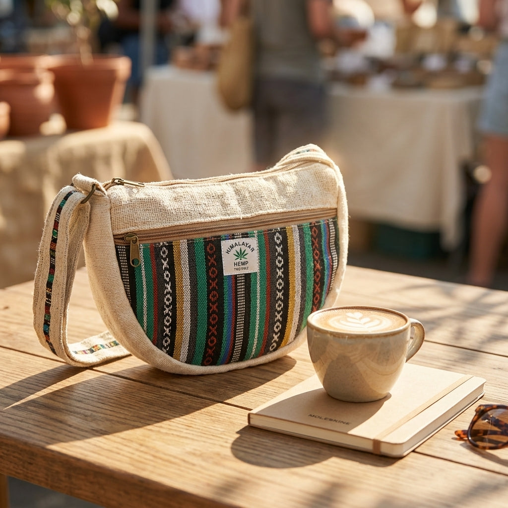 Hemp Crossbody Sling Bag – Everyday Boho Artisan Carry Bag