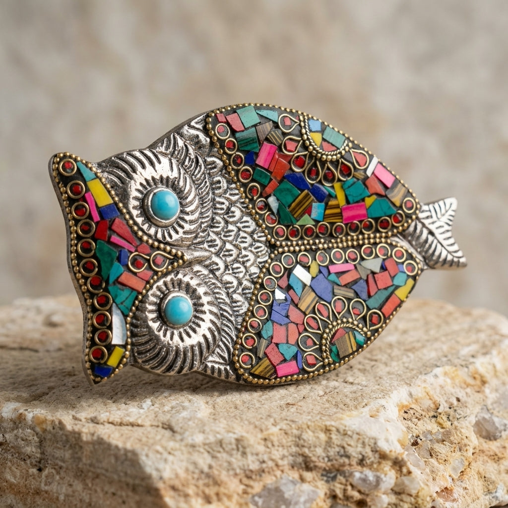Jeweled Owl Incense Holder – Multicolor Mosaic & Turquoise Spiritual Decor