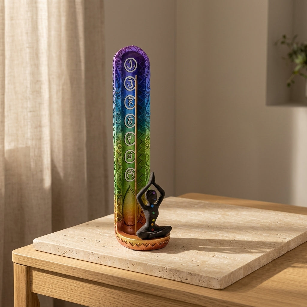 Seven Chakra Incense Burner with Ash Catcher