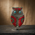 Jeweled Owl Incense Holder – Red Mosaic & Turquoise Spiritual Decor