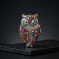 Jeweled Owl Incense Holder – Multicolor Mosaic & Turquoise Spiritual Decor