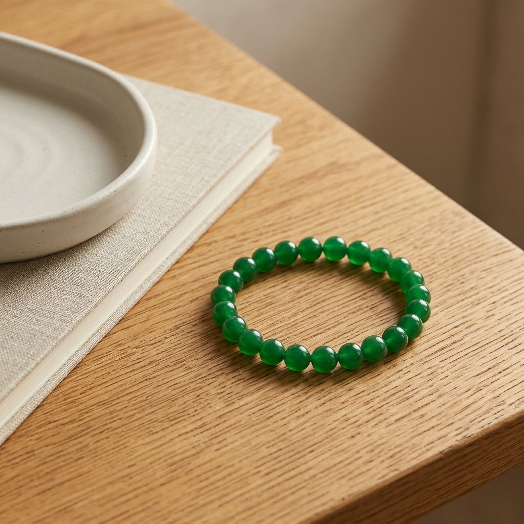 Natural Green Jade Beaded Stretch Bracelet | Genuine Green Aventurine Jade Gemstone Beads | Unisex Crystal Healing Jewelry for Prosperity, Luck, & Heart Chakra