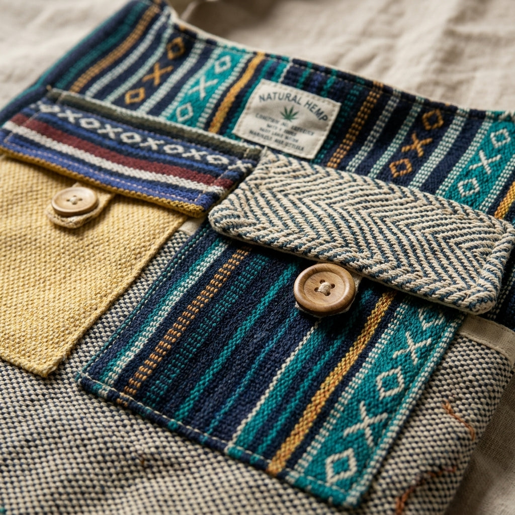Handmade Hemp Crossbody Bag | Boho Hippie Ethnic Shoulder Bag