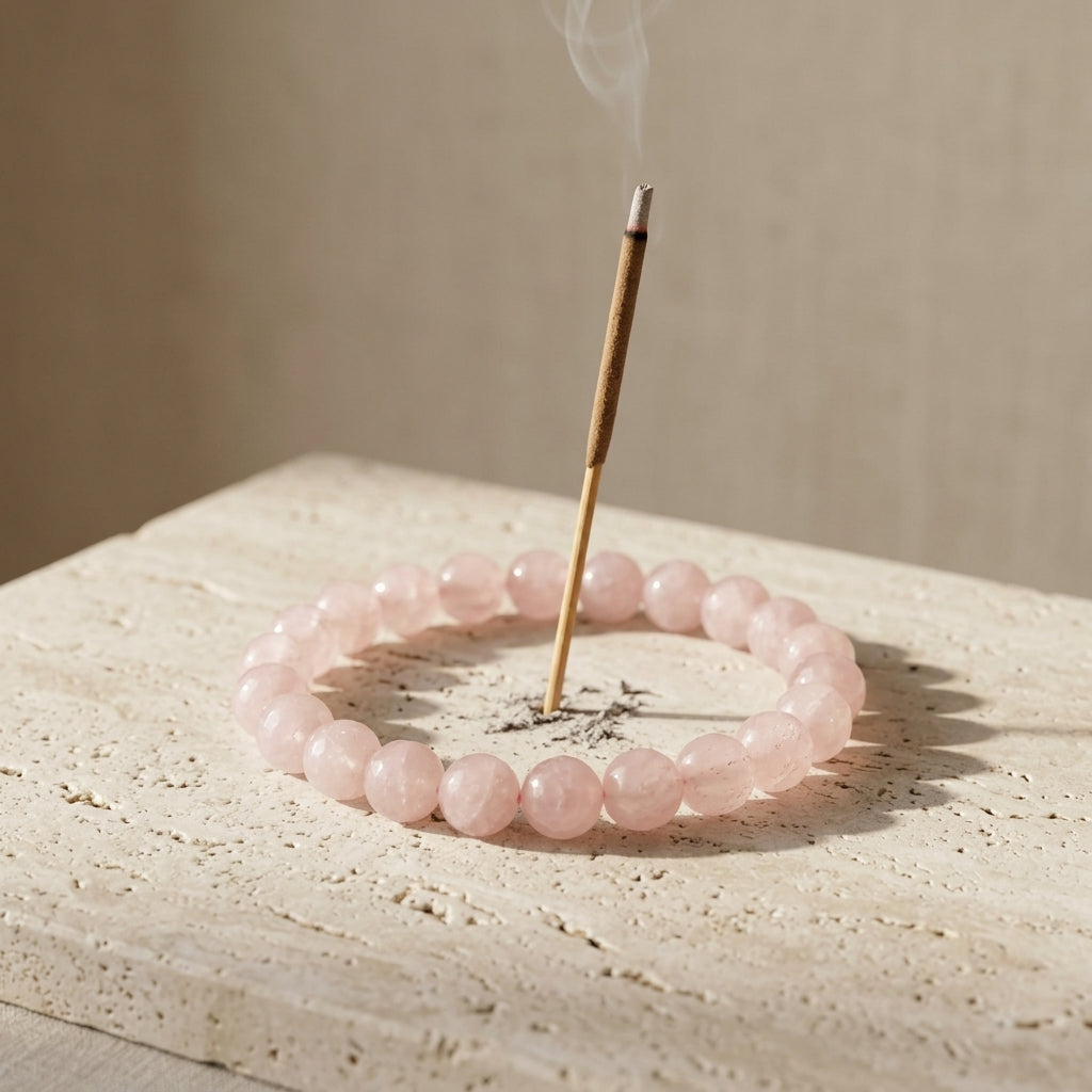 Natural Rose Quartz Beaded Stretch Bracelet | Genuine Translucent Pink Crystal Beads | Unisex Healing Jewelry for Unconditional Love, Compassion, & Heart Chakra